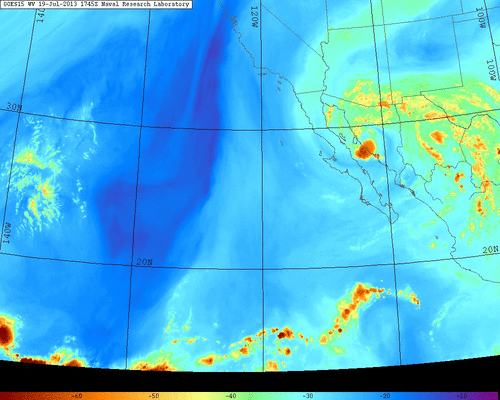 GOES water vapor imagery, American Southwest (NRL).