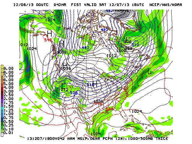 NAM depiction of very cold weekend storm system. (NCEP/NOAA)