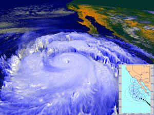 Hurricane Linda made an unusually close approach to California in Sep. 1997 (via NASA).