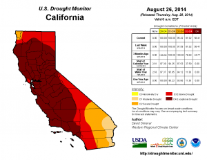 The Drought Monitor continues to depict "exceptional" drought in California. (UNL/NOAA/USDA)