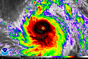 Hurricane Marie at peak intensity as a spectacular category five storm. (NOAA/NHC)