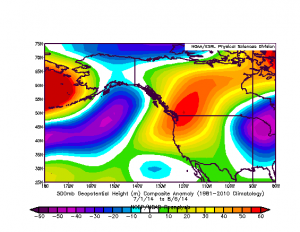 Persistent ridging has developed--yet again--along the West Coast. (NCEP via ESRL)