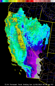 Substantial precipitation totals are expected throughout most of California through Sunday. (NWS/CNRFC)