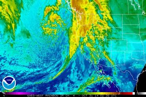 Infrared satellite imagery depicting the incoming Pacific storm system. (NOAA/SSD)