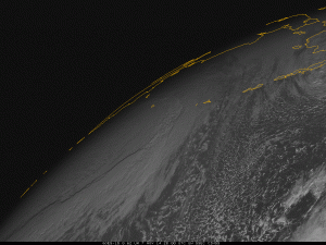 Visible satellite loop of explosively-intensifying post-tropical remnants of Supertyphoon Nuri. Animation via CIMMIS Satellite Blog.