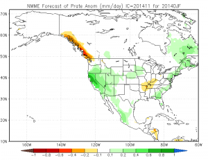 November 2014 NMME precipitation projection for DJF 2014-2015. (NOAA/CPC)
