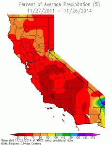 Much of California has missed out on over a 1.5 year's worth of precipitation over the past 3 years. (WRCC/DRI)