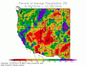 Above-average precipitation has fallen in recent months over most of coastal California. (WRCC/DRI)