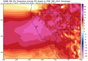 The ECMWF model is projecting record-high temperatures in the 5-10 day period across much of California/ (ECMWF via Levi Cowan)