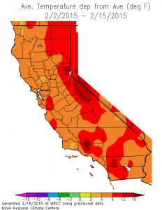 California has experienced exceptionally warm temperatures in recent weeks. (WRCC)