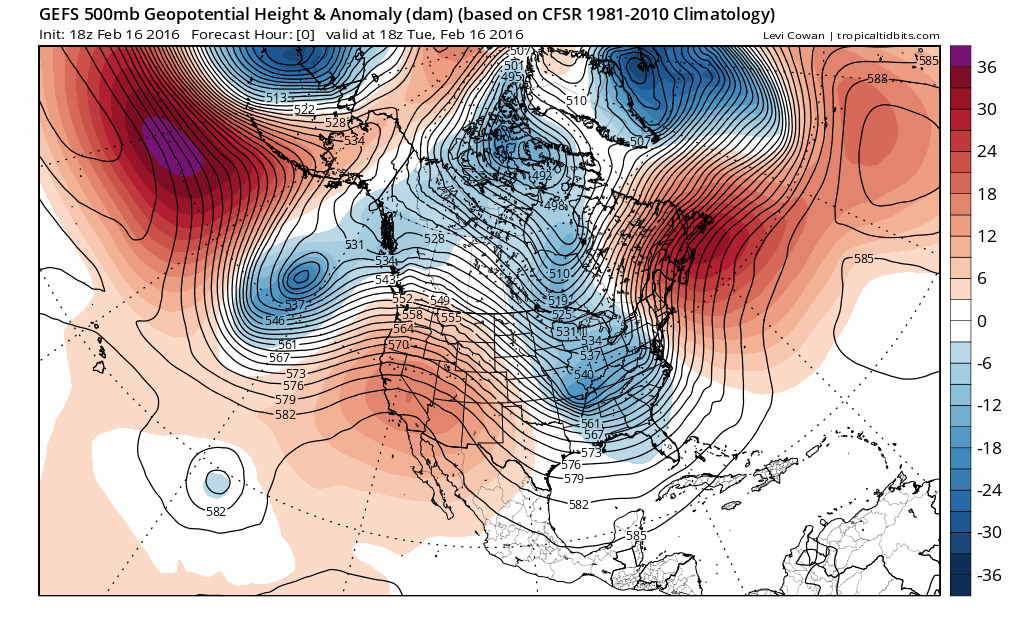 After a return to ridging in the medium term, models suggest a wet finish to February and an active early March. (NCEP via tropicaltidbits.com)