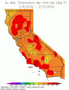 High temperatures over the past 2 weeks have been an astonishing 10-20 degrees F above average across much of California. (WRCC)