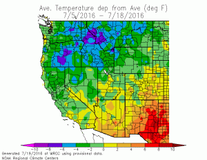 The first two weeks of July have been unusually cool across the Pacific Northwest and northern 2/4 of California. (WRCC)