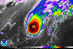 Infrared satellite imagery showing category 4 Super Typhoon Songda over the West Pacific. (NOAA SSD)